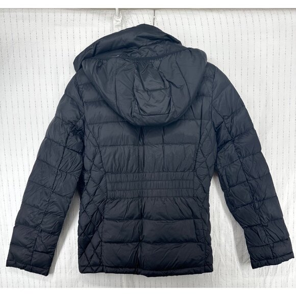 Michael Kors Women Jacket Sz M Black Packable Down Quilted Nylon Hooded Designer - Picture 2 of 13